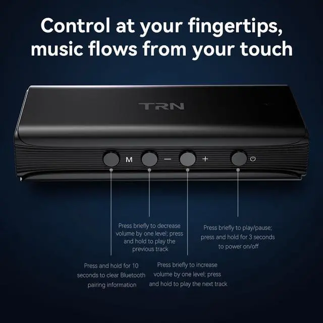 Alt view image 7 of 7 - Fanmusic TRN Wave QCC3095 + Dual CS43198 Portable DAC/AMP Supports Bluetooth 6.0 Decoder Earphone Amplifier 4.4mm/3.5mm Type C USB