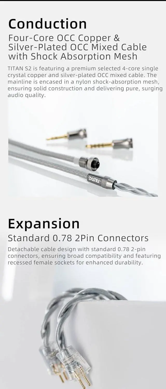 Alt view image 7 of 7 - DUNU Titan S2 Earphone High Performance Dynamic in Ear Headphone 0.78 2Pin Cable (Silver)