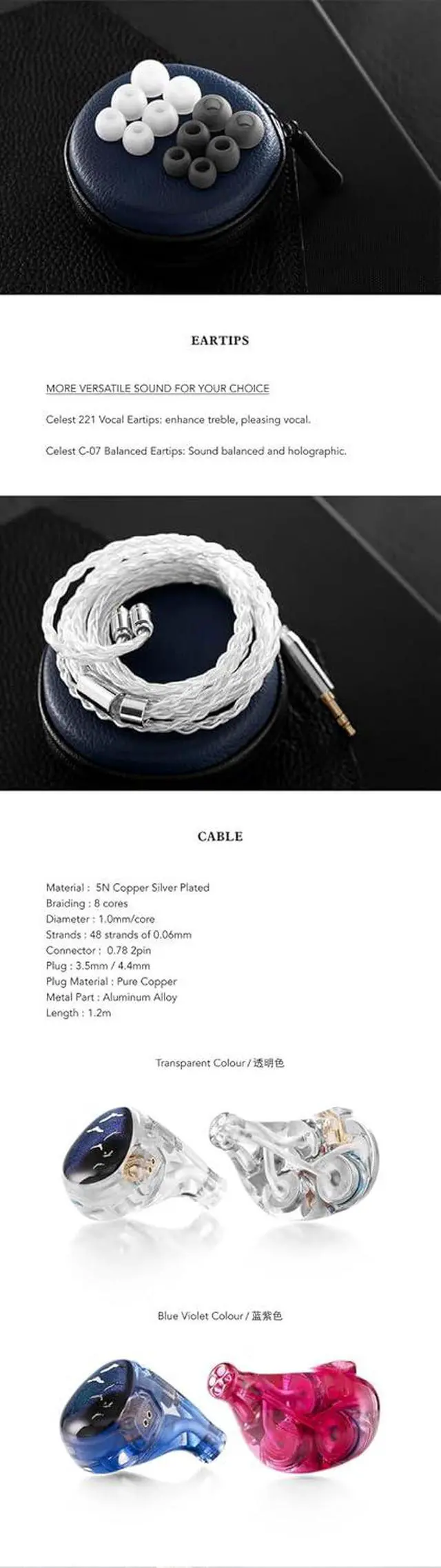 Alt view image 7 of 7 - Kinera Celest Phoenixcall 1DD+2BA+2 Flat Panel Driver IEMs 5 Hybrid Drivers Earphone with 0.78 2pin Plug (Transparent 4.4mm)
