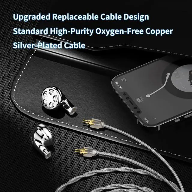 Alt view image 6 of 7 - TRN Seahorse Pro Flagship Replaceable Cable Flat Head Earbuds Dynamic Earphone with 0.78 2 Pin Cable (3.5mm)