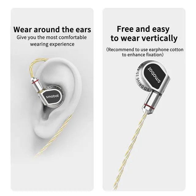 Alt view image 6 of 7 - Smabat M5 PRO Earphone 15.4mm with MMCX Detachable Cable 4.4mm Plug