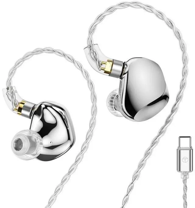 Main image of TRN VX PRO+ 1DD+8BA Flagship HiFi Earphones with Detachable Cable (Silver type c)
