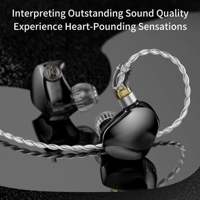 Alt view image 7 of 7 - TRN VX PRO+ 1DD+8BA Flagship HiFi Earphones with Detachable Cable (black type c)