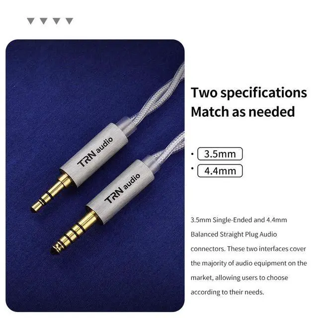 Alt view image 7 of 7 - Fanmusic TRN Ice EEL Silver Plated Monocrystalline Copper Upgrade Cable Detachable Dual Pin Cable (3.5MM)