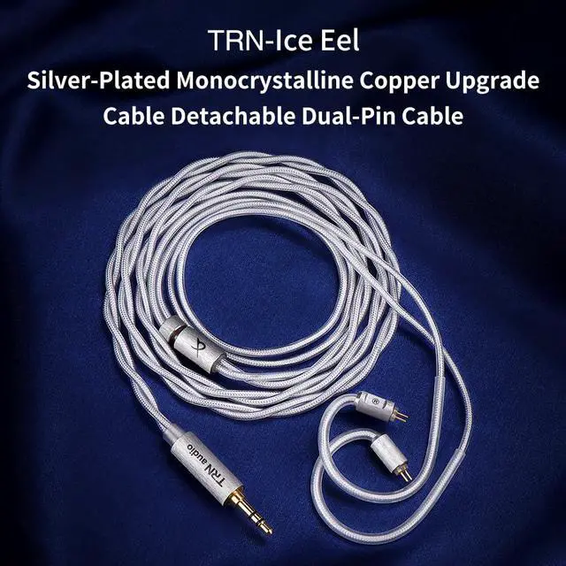 Alt view image 2 of 7 - Fanmusic TRN Ice EEL Silver Plated Monocrystalline Copper Upgrade Cable Detachable Dual Pin Cable (3.5MM)