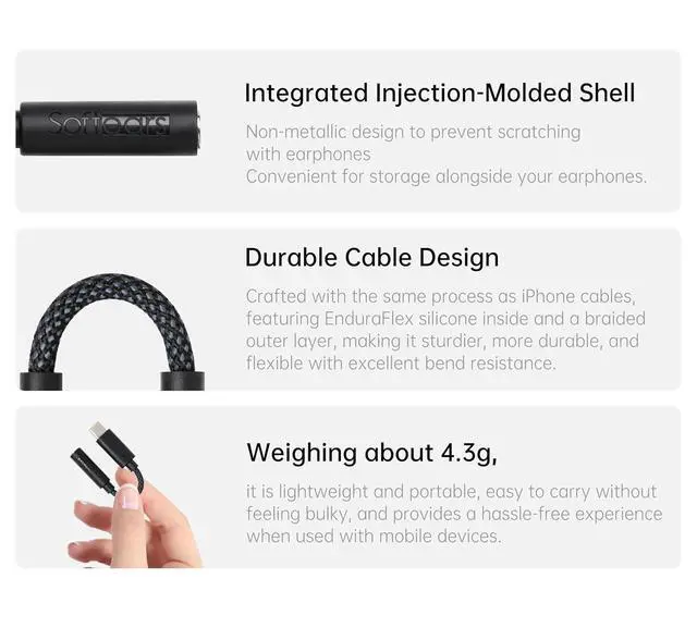 Alt view image 4 of 7 - Softears S01 Portable USB DAC Type C to 3.5mm Adapter Cable
