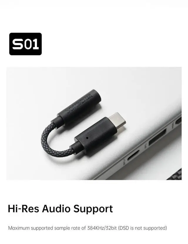 Alt view image 5 of 7 - Softears S01 Portable USB DAC Type C to 3.5mm Adapter Cable