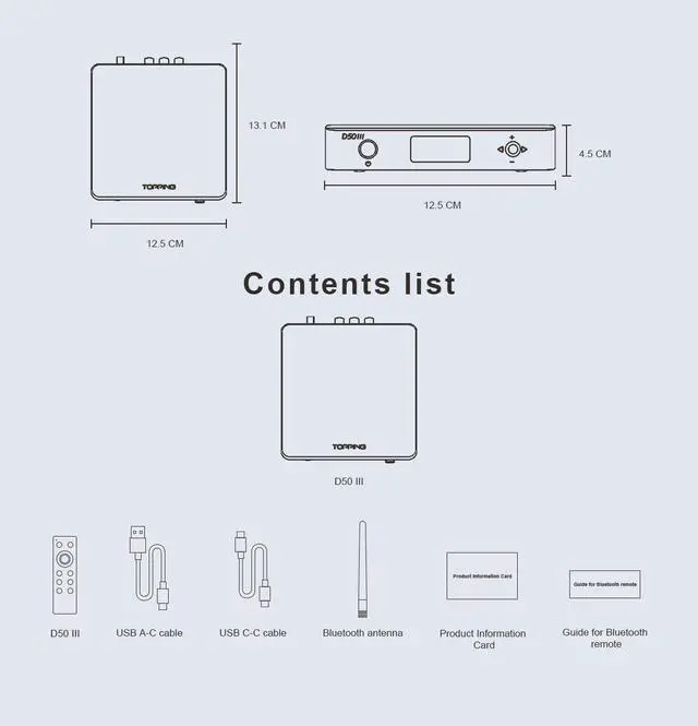 Alt view image 7 of 7 - Topping D50 III Desktop HiFi DAC Double ES9039Q2M PCM768 DSD512 with Remote Control (Silver)