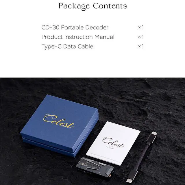 Alt view image 6 of 6 - Fanmusic Kinera Celest CD30 ES9039Q2M Portable USB DAC HiFi Digital Audio Decoder with 3.5mm/4.4mm Plug