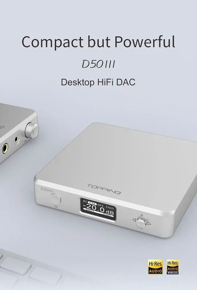Alt view image 3 of 7 - Topping D50 III Desktop HiFi DAC Double ES9039Q2M PCM768 DSD512 Decoder (Black)