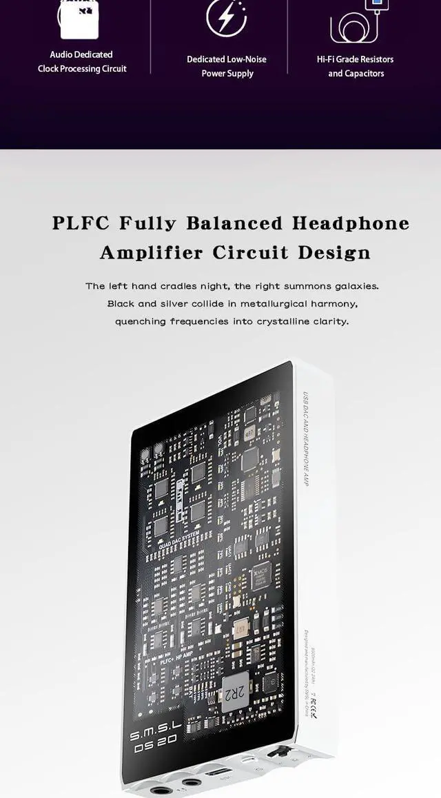 Alt view image 7 of 7 - SMSL DS20 USB DAC Headphone Amplifier MQA CS43131*4 PCM32Bit DSD256 XMOS XU 316 3.5mm&4.4mm Portable Audio Decoder