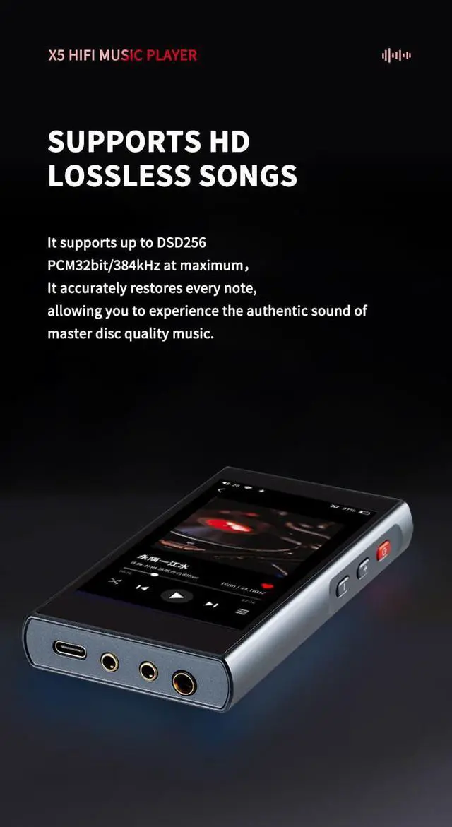 Alt view image 7 of 7 - XDUOO X5 X34005 HiFi Music Player Portable Dual CS43131 DAC Chip Support DSD256 32Bit/384kHz USB DAC