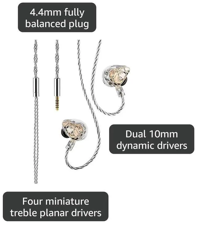 Alt view image 3 of 7 - Moondrop Psyche Reference IEM Two Dynamic+Four Balanced Armatures+Four Planar Drivers in Ear HlFl Headphones 4.4Balanced Earphone