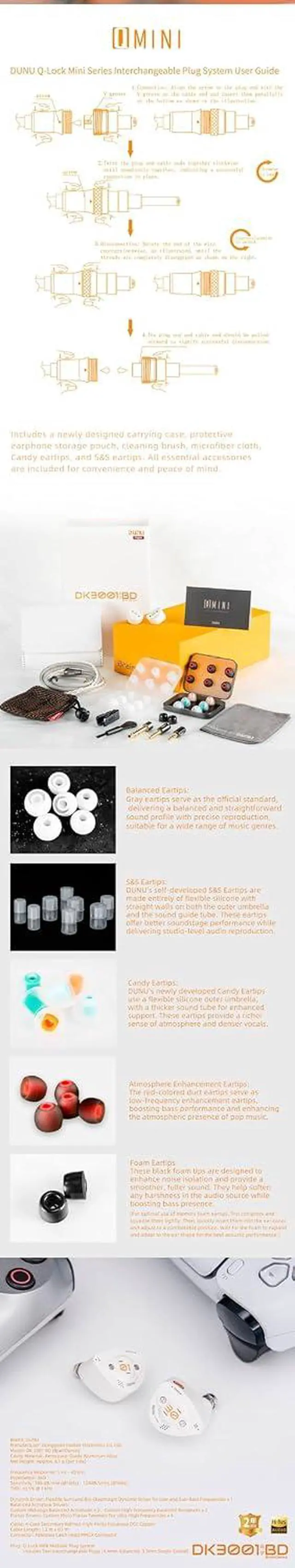 Alt view image 7 of 7 - DUNU DK3001 BD 1DD+4BA+4Planar in Ear Headphone with 3.5mm 4.4mm Plug