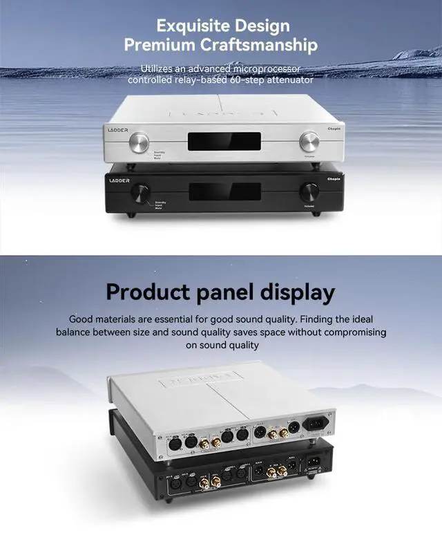Alt view image 7 of 7 - Ladder Chopin Fully Balanced HiFi Preamplifier R 2R Structure Stable Output Amplifier RCA XLR (Silver)