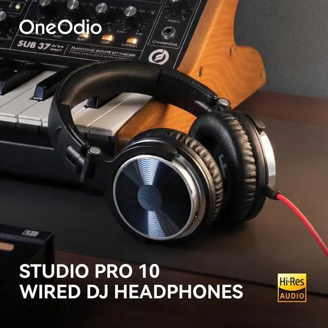 Alt view image 2 of 7 - Wired Over Ear Headphones Hi Res Studio Monitor & Mixing DJ Stereo Headsets with 50mm Drivers and 1/4 to 3.5mm Jack for AMP Computer Recording Podcast Keyboard Guitar Laptop Black