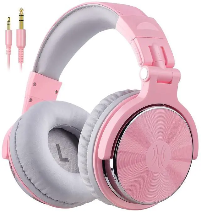 Main image of Wired Over Ear Headphones Hi Res Studio Monitor & Mixing DJ Stereo Headsets with 50mm Drivers and 1/4 to 3.5mm Jack for AMP Computer Recording Podcast Keyboard Guitar Laptop Light Pink