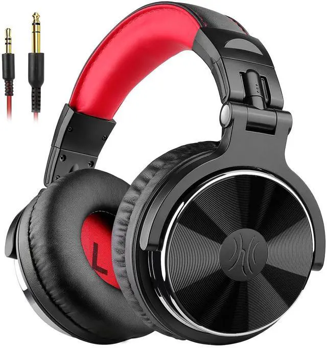 Main image of Wired Over Ear Headphones Studio Monitor & Mixing DJ Stereo Headsets with 50mm Neodymium Drivers and 1/4 to 3.5mm Jack for AMP Computer Recording Podcast Keyboard Guitar Laptop Red