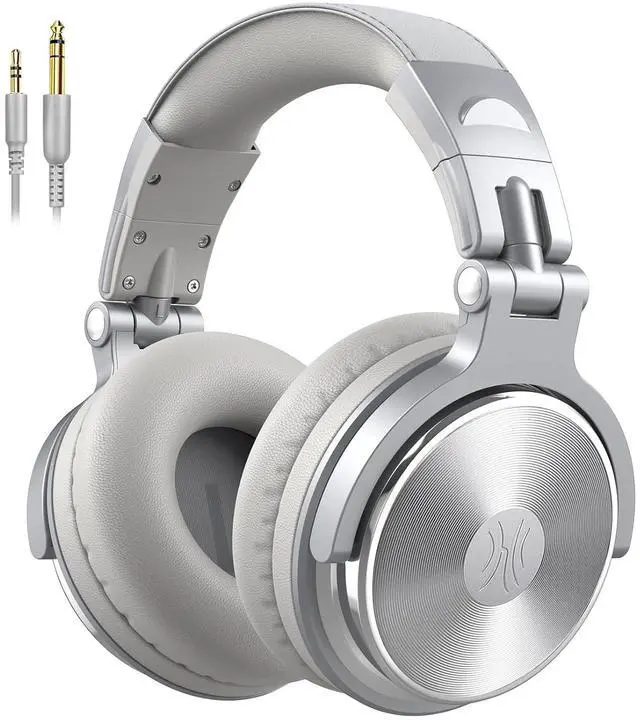 Main image of Wired Over Ear Headphones Studio Monitor & Mixing DJ Stereo Headsets with 50mm Neodymium Drivers and 1/4 to 3.5mm Jack for AMP Computer Recording Podcast Keyboard Guitar Laptop Silver