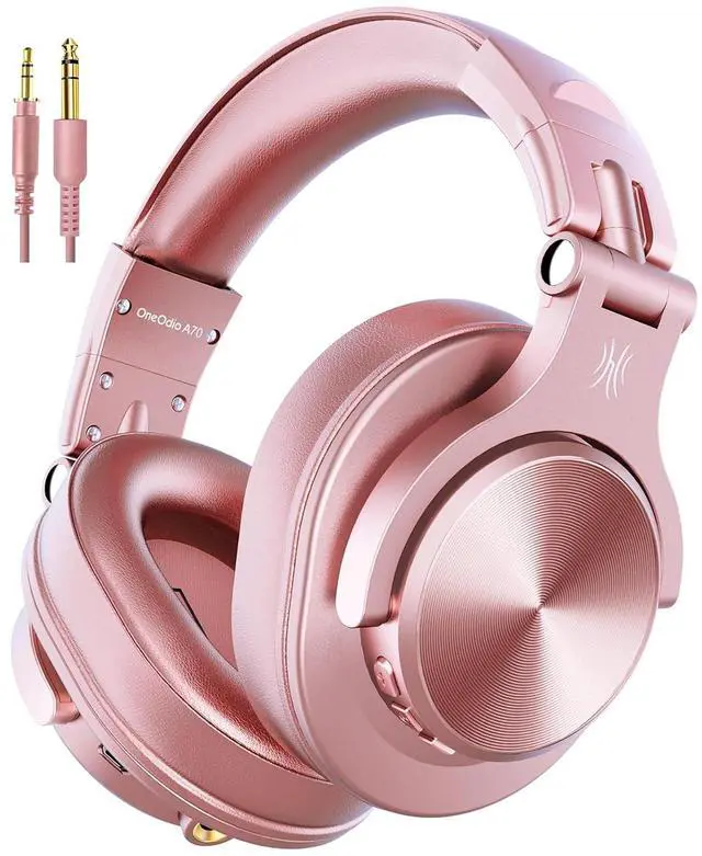 Main image of A70 Bluetooth Over Ear Headphones, Wireless Headphones w/ 72H Playtime, Hi Res, 3.5mm/6.35mm Wired Audio Jack for Studio Monitor & Mixing DJ Guitar AMP, Computer Laptop PC Tablet Rose Gold
