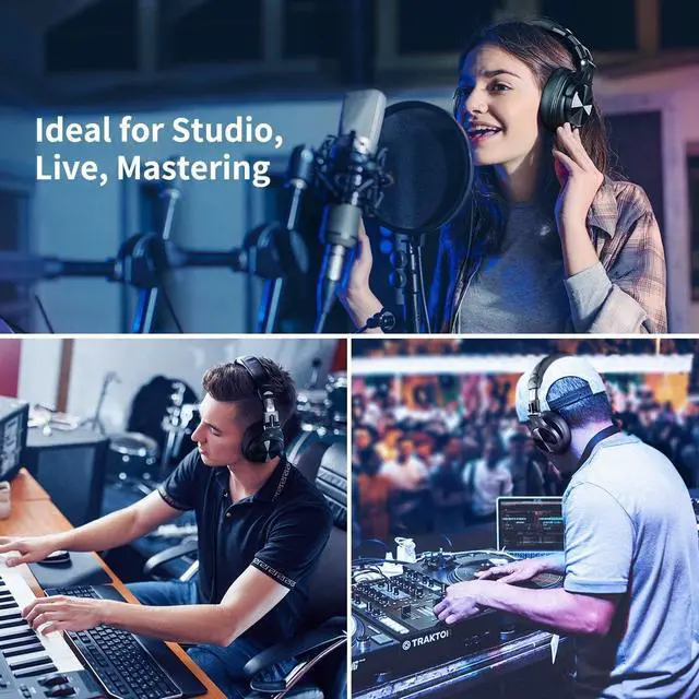 Alt view image 5 of 7 - A71 Hi Res Studio Recording Headphones Wired Over Ear Headphones with SharePort, Monitoring Mixing Foldable Headset with Stereo Sound, 3.5/6.35MM Jack for PC Computer DJ Guitar Black