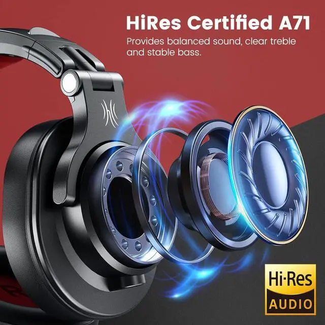 Alt view image 4 of 7 - A71 Hi Res Studio Recording Headphones Wired Over Ear Headphones with SharePort, Monitoring Mixing Foldable Headset with Stereo Sound, 3.5/6.35MM Jack for PC Computer DJ Guitar Red