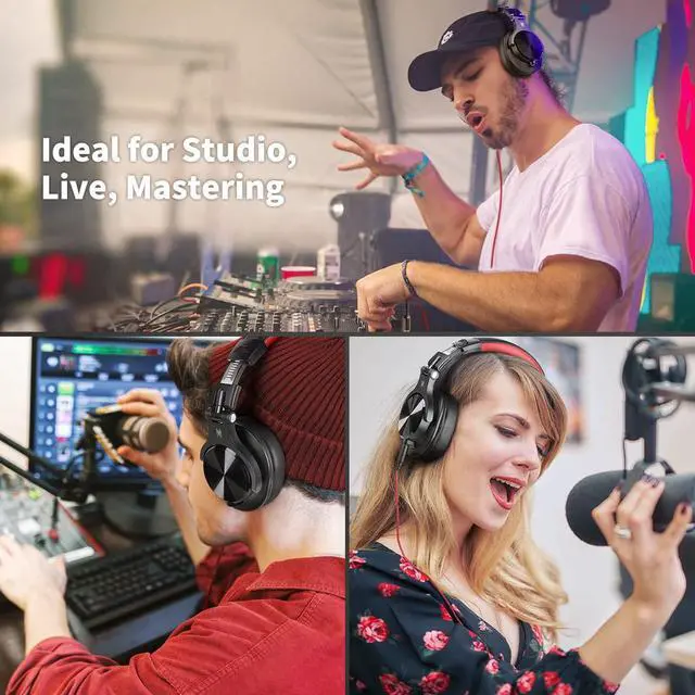 Alt view image 6 of 7 - A71 Hi Res Studio Recording Headphones Wired Over Ear Headphones with SharePort, Monitoring Mixing Foldable Headset with Stereo Sound, 3.5/6.35MM Jack for PC Computer DJ Guitar Red