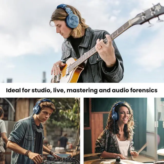 Alt view image 3 of 7 - A71 Hi Res Studio Recording Headphones Wired Over Ear Headphone with SharePort, Monitoring Mixing Foldable Headset with Stereo Sound, 3.5/6.35MM Jack for PC Computer DJ Guitar Sky Blue
