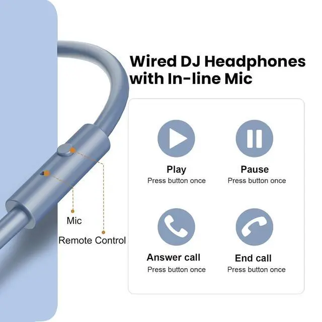 Alt view image 5 of 7 - A71 Hi Res Studio Recording Headphones Wired Over Ear Headphone with SharePort, Monitoring Mixing Foldable Headset with Stereo Sound, 3.5/6.35MM Jack for PC Computer DJ Guitar Sky Blue