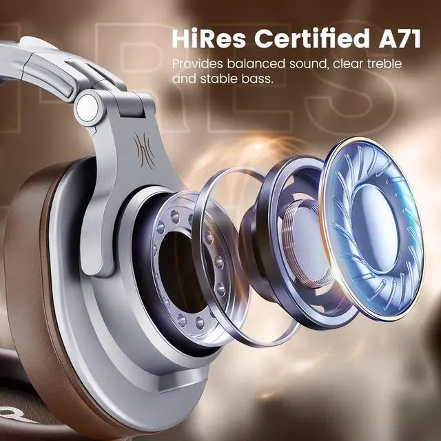 Alt view image 6 of 7 - A71 Hi Res Studio Recording Headphones Wired Over Ear Headphones with SharePort, Monitoring Mixing Foldable Headset with Stereo Sound, 3.5/6.35MM Jack for PC Computer DJ Guitar Silver