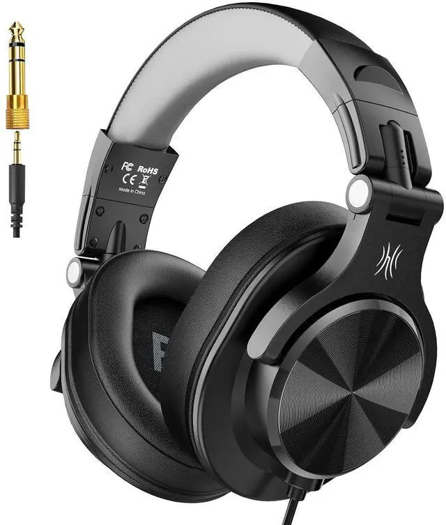 Main image of A71D Wired Over Ear Headphones, Studio Monitor Headsets, Hi Res DJ Stereo Headphone with Foldable Design, 3.5/6.35MM Plug for AMP Recording Podcast Mixing PC Guitar Black