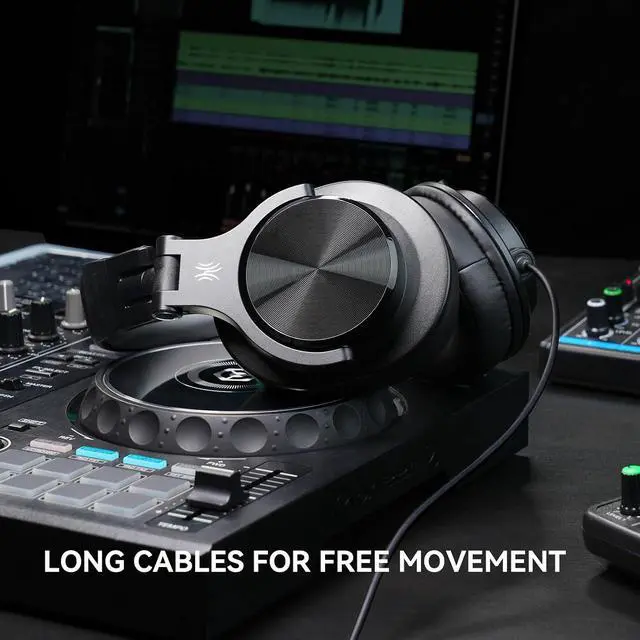 Alt view image 3 of 6 - A71D Wired Over Ear Headphones, Studio Monitor Headsets, Hi Res DJ Stereo Headphone with Foldable Design, 3.5/6.35MM Plug for AMP Recording Podcast Mixing PC Guitar Black