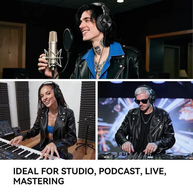 Alt view image 5 of 6 - A71D Wired Over Ear Headphones, Studio Monitor Headsets, Hi Res DJ Stereo Headphone with Foldable Design, 3.5/6.35MM Plug for AMP Recording Podcast Mixing PC Guitar Black