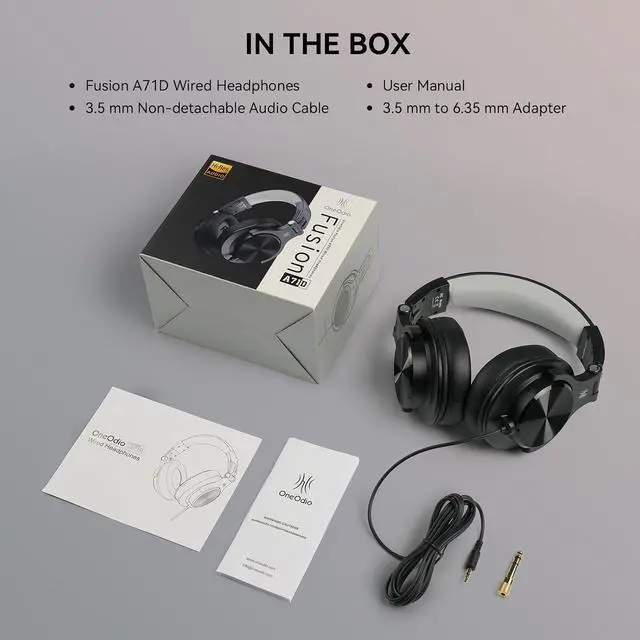 Alt view image 6 of 6 - A71D Wired Over Ear Headphones, Studio Monitor Headsets, Hi Res DJ Stereo Headphone with Foldable Design, 3.5/6.35MM Plug for AMP Recording Podcast Mixing PC Guitar Black