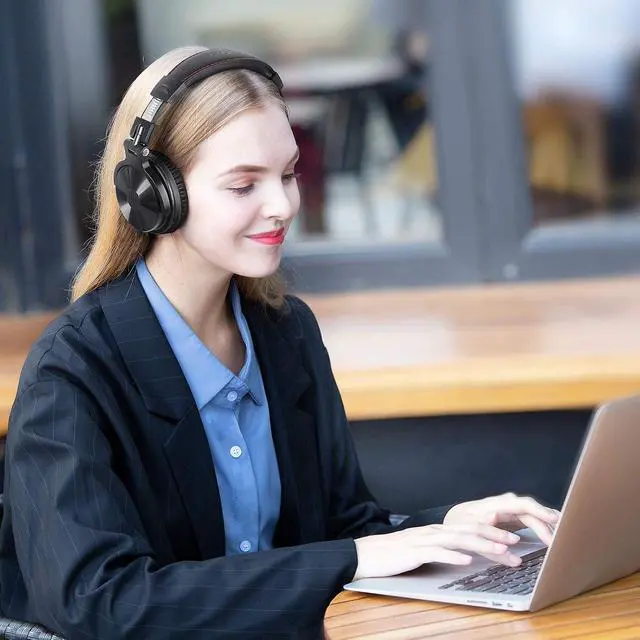 Alt view image 2 of 7 - Bluetooth Over Ear Headphones, 110 Hrs Wireless/Wired Stereo Sound Foldable Headsets with Deep Bass 50mm Neodymium Drivers for PC/Computer/Podcast Studio Wireless Pro C, Black