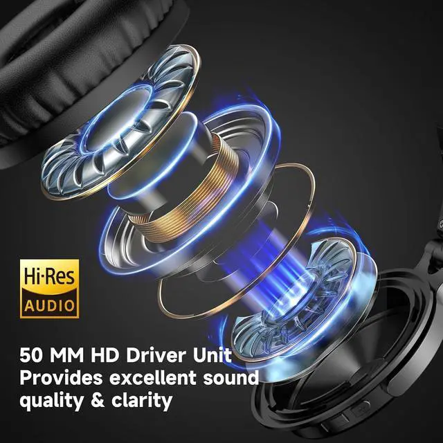 Alt view image 7 of 7 - Bluetooth Over Ear Headphones, 110 Hrs Wireless/Wired Stereo Sound Foldable Headsets with Deep Bass 50mm Neodymium Drivers for PC/Phone/Tablet Studio Wireless Pro C, Red