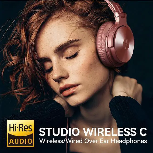 Alt view image 2 of 7 - Bluetooth Over Ear Headphones, 110 Hrs Wireless/Wired Stereo Sound Foldable Headsets with Deep Bass 50mm Neodymium Drivers for PC/Phone/Tablet Studio Wireless Pro C, Rose Gold