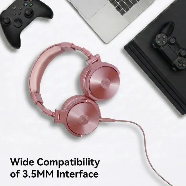 Alt view image 6 of 7 - Bluetooth Over Ear Headphones, 110 Hrs Wireless/Wired Stereo Sound Foldable Headsets with Deep Bass 50mm Neodymium Drivers for PC/Phone/Tablet Studio Wireless Pro C, Rose Gold