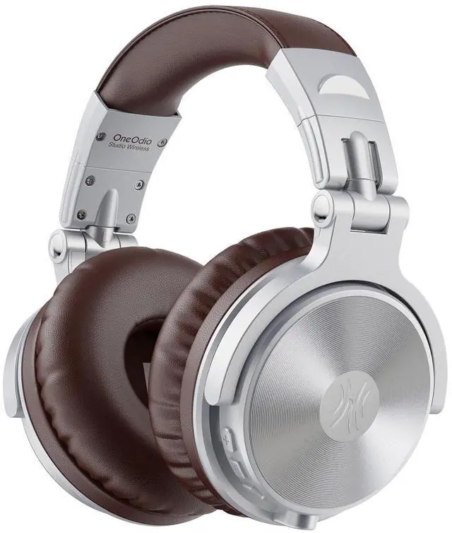 Main image of Bluetooth Over Ear Headphones, 110 Hrs Wireless/Wired Stereo Sound Foldable Headsets with Deep Bass 50mm Neodymium Drivers for PC/Phone/Tablet Studio Wireless Pro C, Silver