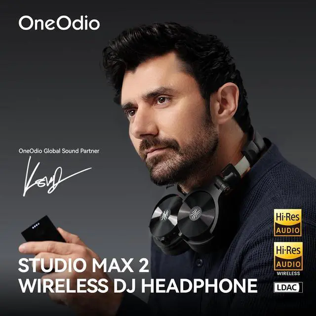Alt view image 2 of 7 - Studio Max 2 Wireless DJ Headphones, 9ms Low Latency Hi Res Audio Over Ear Studio Headphones with LDAC, 120H Playtime, Bluetooth Headphones Support 3.5MM 6.35MM for Guitar Keyboard
