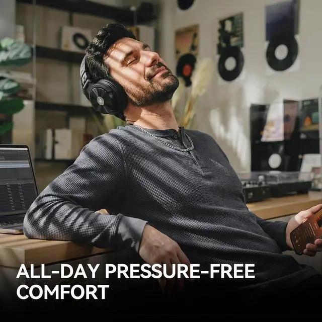 Alt view image 6 of 7 - Studio Max 2 Wireless DJ Headphones, 9ms Low Latency Hi Res Audio Over Ear Studio Headphones with LDAC, 120H Playtime, Bluetooth Headphones Support 3.5MM 6.35MM for Guitar Keyboard