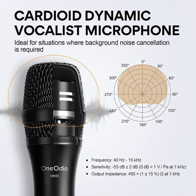 Alt view image 2 of 7 - ON55 Wired Microphone for Singing Mic Clips, Metal Female, ON/Off Switch, 16.4ft XLR Cable Condenser Dynamic Mic for Karaoke Machine, AMP, Speaker, Parties