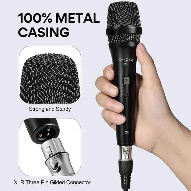 Alt view image 7 of 7 - ON55 Wired Microphone for Singing Mic Clips, Metal Female, ON/Off Switch, 16.4ft XLR Cable Condenser Dynamic Mic for Karaoke Machine, AMP, Speaker, Parties