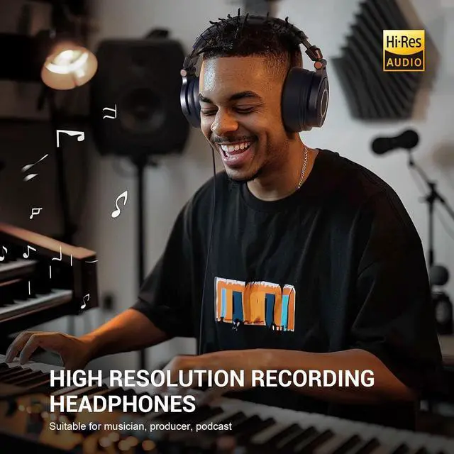 Alt view image 2 of 7 - Monitor 60 Professional Studio Headphones Recording Wired Over Ear Headphones, Hi Res Audio, Soft Comfortable Earmuffs, 6.35mm Adapter for Tracking Mixing DJ Mastering Broadcast Navy Blue