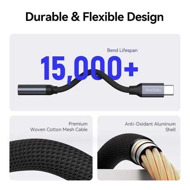 Alt view image 5 of 6 - USB C to 3.5mm Audio Adapter, Type C to Headphone Aux Jack, 24bit/96kHz HiFi DAC Digital Audio Converter Compatible with iPhone 17 16 Galaxy S25 S24 Ultra, Tablets, Laptops
