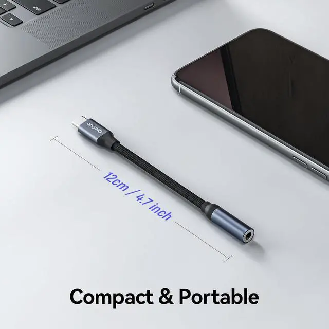 Alt view image 6 of 6 - USB C to 3.5mm Audio Adapter, Type C to Headphone Aux Jack, 24bit/96kHz HiFi DAC Digital Audio Converter Compatible with iPhone 17 16 Galaxy S25 S24 Ultra, Tablets, Laptops
