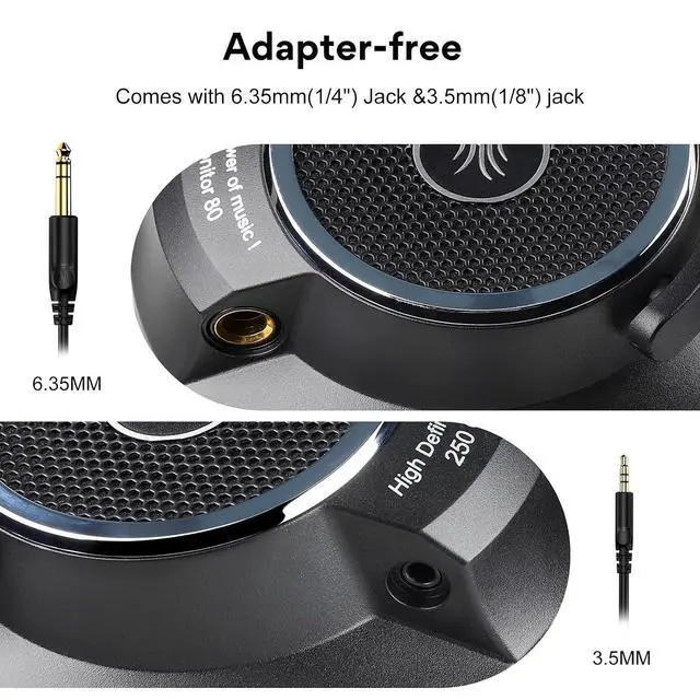 Alt view image 6 of 7 - Monitor 80 Open Back Headphones Studio Headphones for Mixing Mastering Editing, Wired Over Ear Headphones for Professional Studio Applications, 250 Ohm, Velour Earmuffs, Sound Isolation