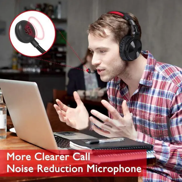 Alt view image 3 of 3 - Pro 10 Wired Over Ear Headphones & 3.5 mm Cable with Boom Mic