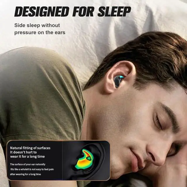 Alt view image 4 of 7 - Sleep Hidden Headphones Wireless Invisible Earbuds for Sleeping Sleep Tiny Earbuds for Side Sleepers Headphone to Sleep in Tiny Smallest Invisible Earbuds Earphones for Sleeping