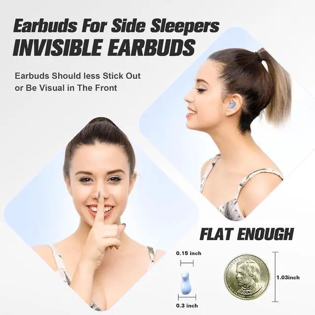 Alt view image 2 of 7 - Sleep Hidden Headphones Wireless Invisible Earbuds for Sleeping Sleep Tiny Earbuds for Side Sleepers Headphone to Sleep in Tiny Smallest Invisible Earbuds Earphones for Sleeping